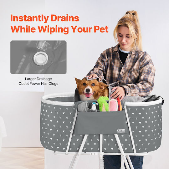 Vevor Faltbare Hundebadewanne Erhöht Grau Dusche Kleine Mittlere Haustiere