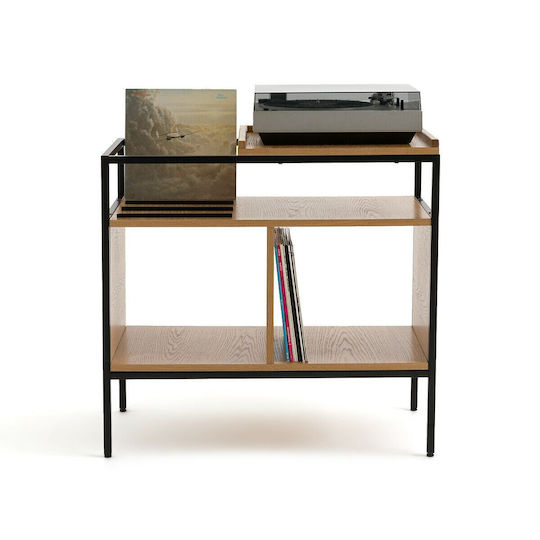 Vinyl-Schallplattenmöbel Eichenholz Metall H87 B47xT87cm