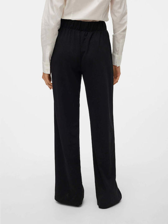 Damen Stoffhose in Breit Bein Stil Schwarz