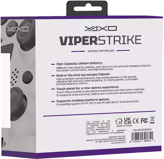 Yaxo Viper Strike Kabellos Gamepad für Android / PC / PS3 / PS4 / iOS Weiß