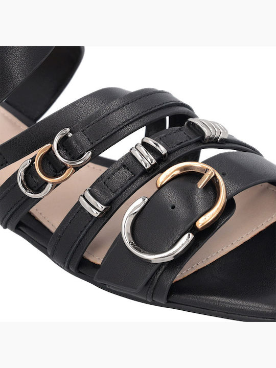 Marli 08 Leather Women's Flat Sandals in Black Color