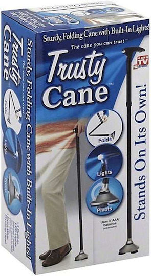 Faltbarer Gehstock mit drehbarem Fuß, LED-Licht & Höhenverstellung – Trusty Cane