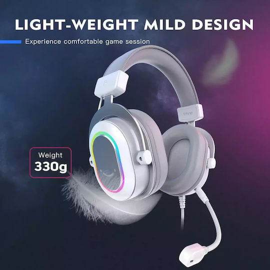 Fifine H6 Over Ear Gaming Headset με σύνδεση USB Ροζ for PC