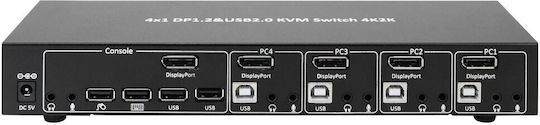 Techly IDATA DP-KVM4 KVM & Data Switch
