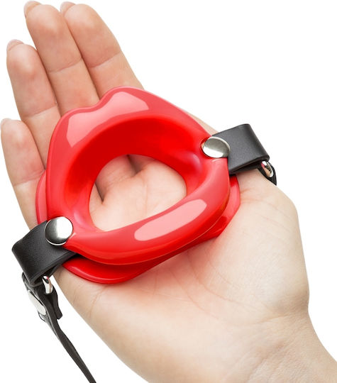 Naughty Toys Φίμωτρο Red Lip Open Mouth Gag with Strap σε Κόκκινο Χρώμα