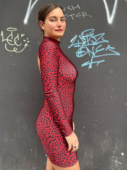 Rochie Mini De Seară Roșu Leopard