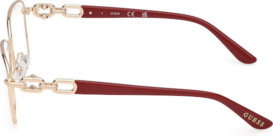 Guess Damen Metallischer Brillengestell Katzenauge Gold GU50179 032
