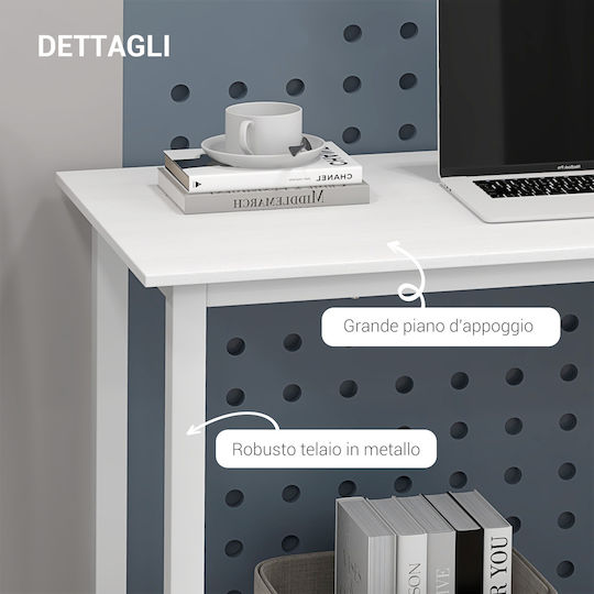 Computer Office Wooden White with Metal Legs 120x60x76cm