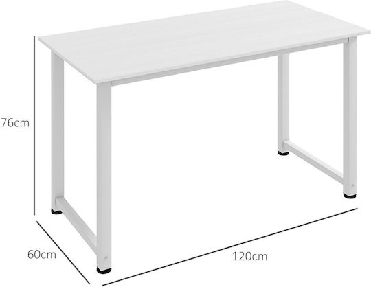 Computer Office Wooden White with Metal Legs 120x60x76cm