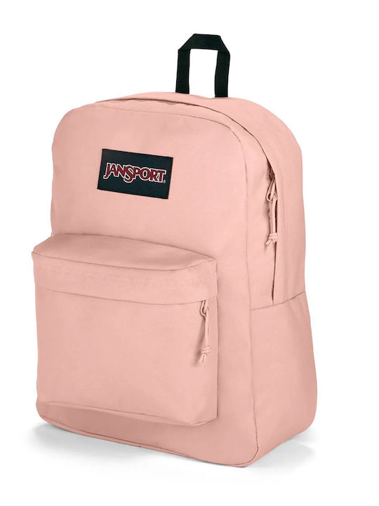 Jansport Superbreak Plus School Bag Backpack Pink with Water Bottle Holder 26Liters