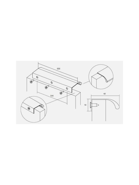 Marmouris Handgriff Möbelgriff aus Metallisch Nickel Matte 150mm (Zentrenabstand 128mm) 10300284 1Stück