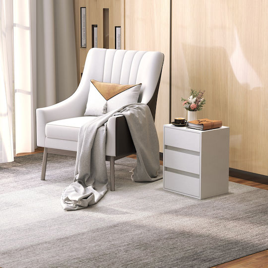 White Wooden Bedside Table 40x30x50.5cm