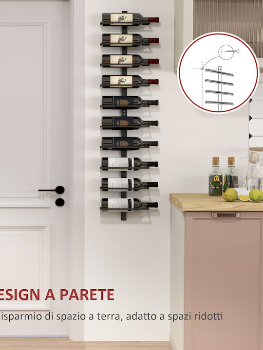 HomCom Perete Cămară de Băuturi Metal Neagră 27x10x116εκ.