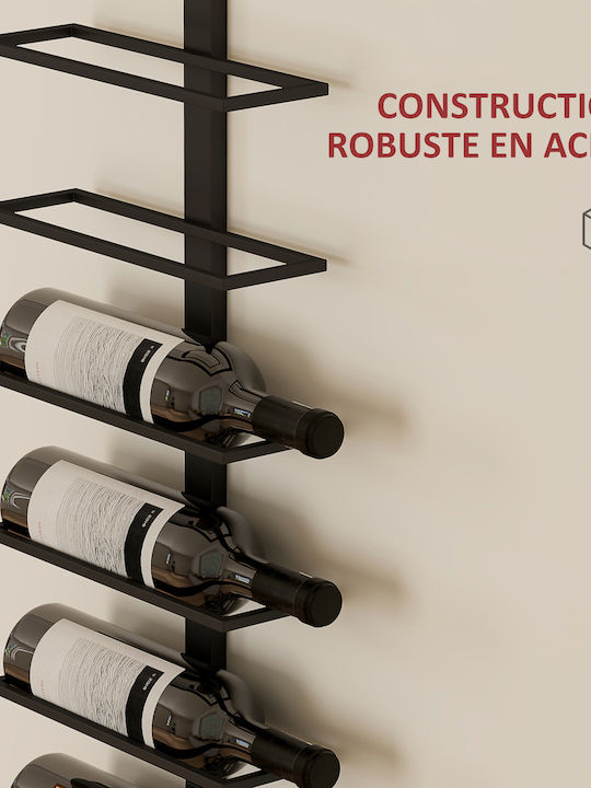 HomCom Perete Cămară de Băuturi Metal Neagră 27x10x116εκ.