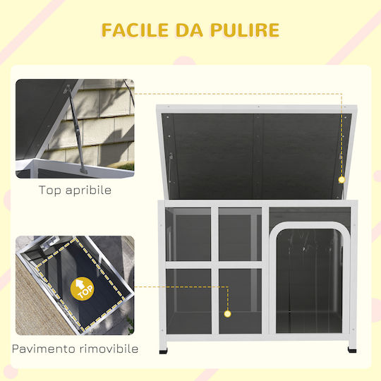 Pawhut Dog House Wooden Gray 90x62x71cm