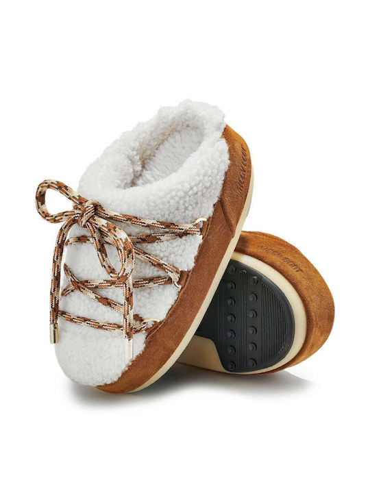 Suede Mules with Low Heel in Brown Color