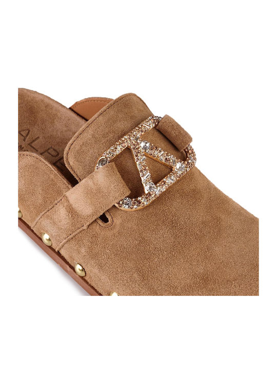 Mules mit Absatz in Beige Farbe