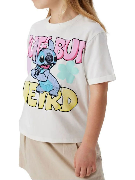 Tricou pentru copii alb Stitch