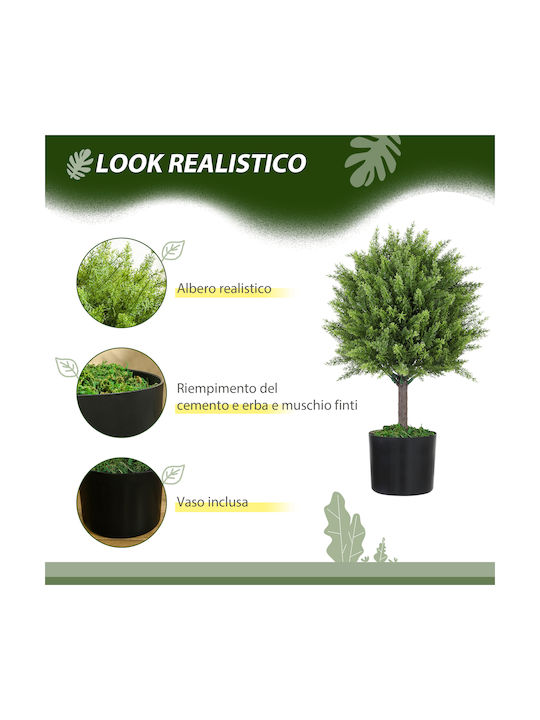 Homcom Fake Plant Cedar Tree Pot Included Indoor Outdoor Height 55 cm Green 830-953v00gn
