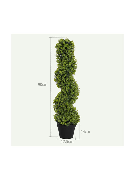Homcom Fake Eucalyptus Spiral Plant Pot Included Indoor Outdoor Height 90 cm Green 830-951v00gn