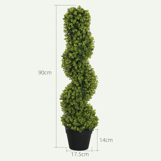 Homcom Plantă Artificială Eucalipt Spirală cu Ghiveci Inclus pentru Interior și Exterior Înălțime 90 cm Verde 830-951v00gn