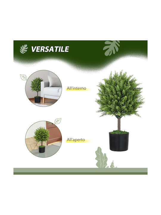 Homcom Fake Plant Cedar Tree Pot Included Indoor Outdoor Height 55 cm Green 830-953v00gn