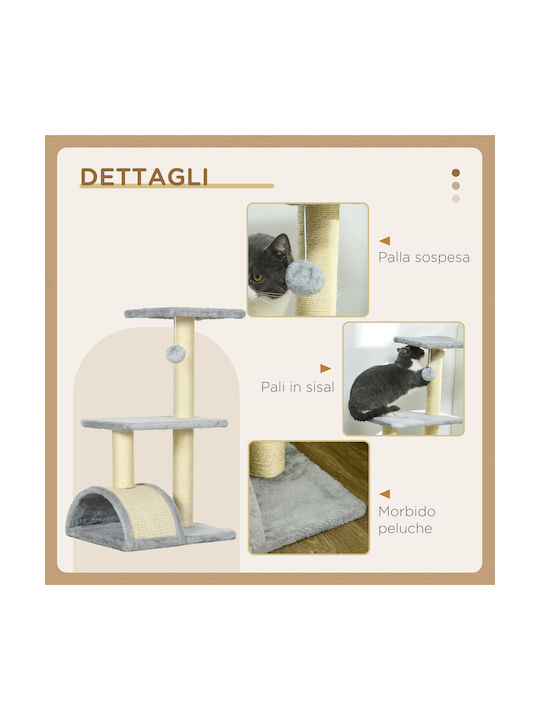 Pawhut Scratching Post Cat Trees Gray 3 levels 40x35x72cm