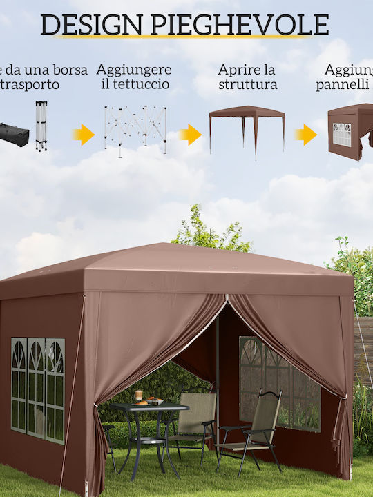Outsunny Chioșc pliabil Grădină Maro x3m