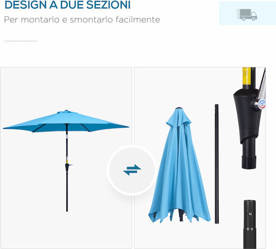 Round Aluminum Blue Parasol Φ2.7xH2.4m