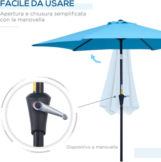 Round Aluminum Blue Parasol Φ2.7xH2.4m