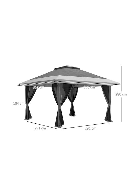 Outsunny Πτυσσόμενο Κιόσκι Κήπου Γκρι 3.6x3.6m