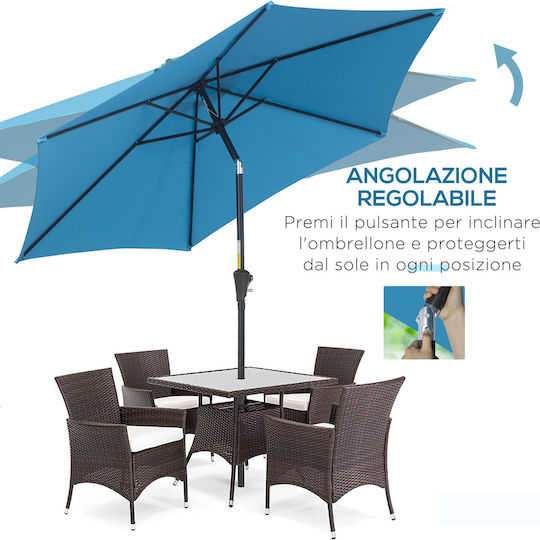 Round Aluminum Blue Parasol Φ2.7xH2.4m