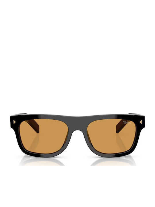 Prada Unisex Γυαλιά Ηλίου με Μαύρο Κοκκάλινο Σκελετό και Καφέ Φακό