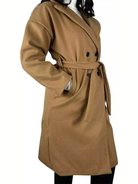 Damen Braun Mantel mit Gürtel