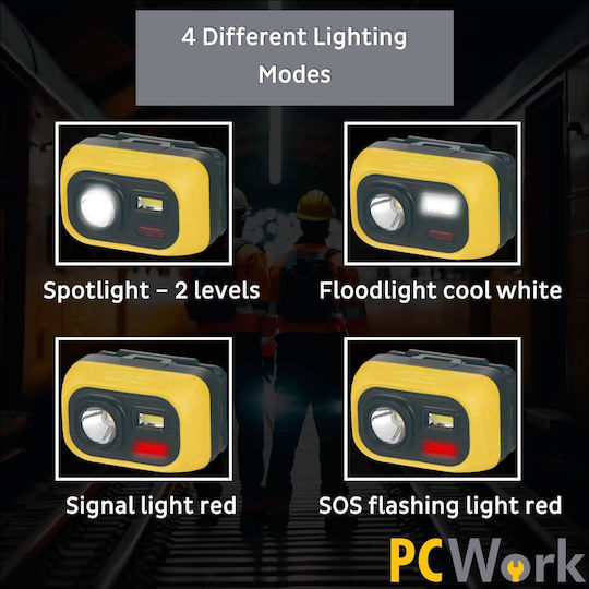 Pcwork Презареждащ се Челник LED IPX6 с Максимална Яркост 200лм Червен