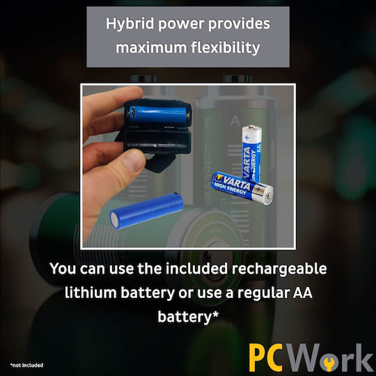 Pcwork Презареждащ се Челник LED IPX5 с Максимална Яркост 200лм