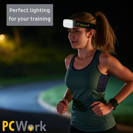 Pcwork Rechargeable Headlamp LED IPX4 with Maximum Brightness 380lm Red
