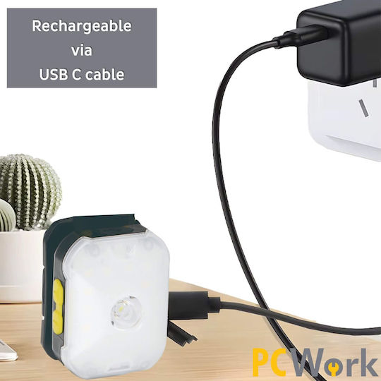 Pcwork Rechargeable Headlamp LED IPX4 with Maximum Brightness 200lm 10pcs Yellow