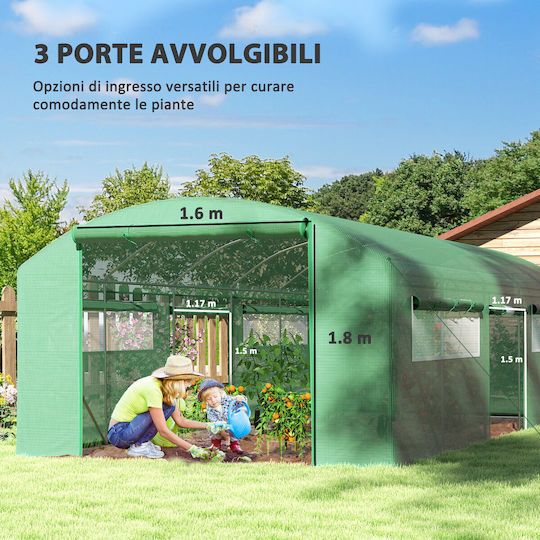 Outsunny 84H-219V02GN Θερμοκήπιο Τούνελ 6x3x2m