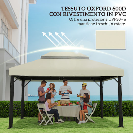 Outsunny Покривало за беседка Бял 3x4m