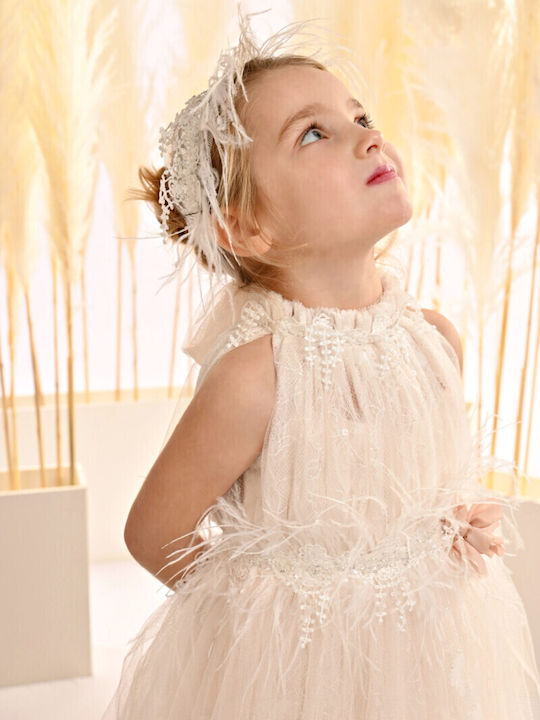 Baby Bloom Ροζ Φόρεμα Βάπτισης από Δαντέλα