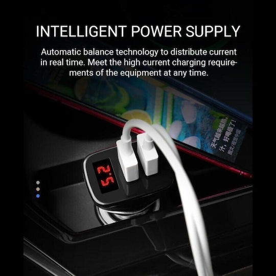 Borofone Bz11 Car Charger 24W 2.1A with Ports: 2xUSB Black Color