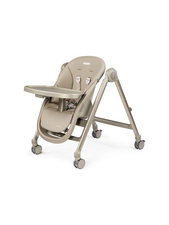Peg Perego Living Foldable Baby Highchair 2 in 1 with Adjustable Height Space Sand
