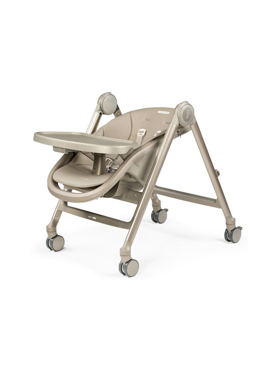 Peg Perego Living Foldable Baby Highchair 2 in 1 with Adjustable Height Space Sand