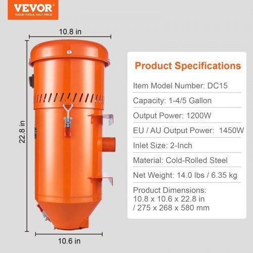 Vevor JCQLJ1400W00ISYF3V2 Colector de praf Mașină de șlefuit