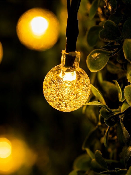 LED-Lichterkette 100 kleine Glühbirnen 10m Solar betrieben Warmweißes Licht