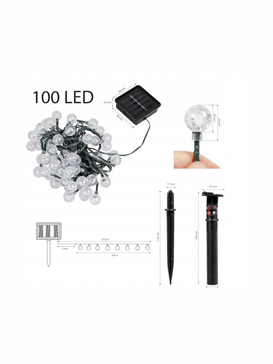 LED-Lichterkette 100 kleine Glühbirnen 10m Solar betrieben Warmweißes Licht