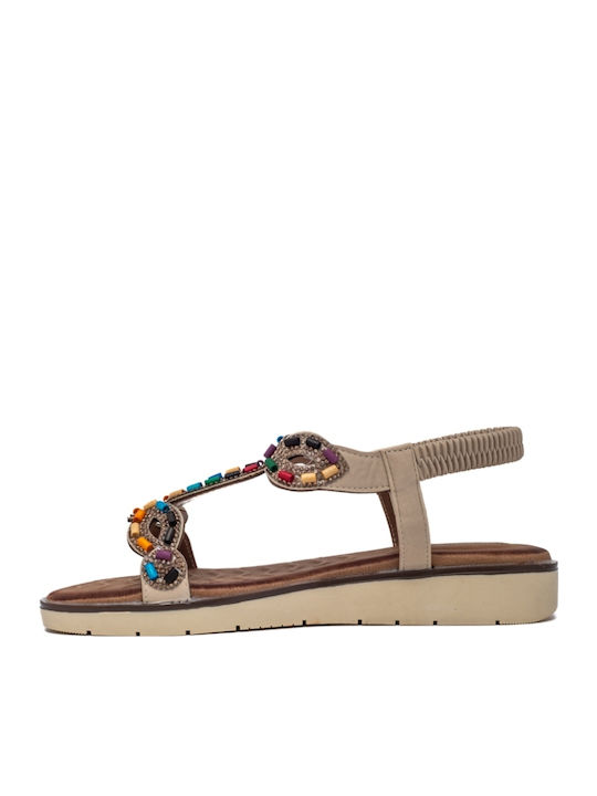 Flache Sandalen für Damen in Beige Farbe