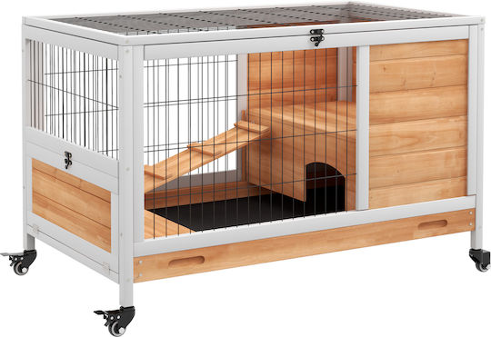 Pawhut D51-126V00YL Cușcă de Lemn pentru iepuri 90bucx53bucx59buccm.