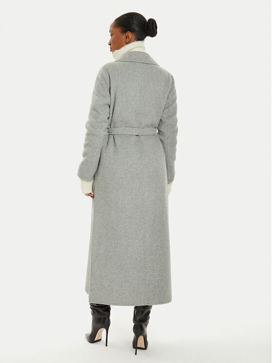 Wool Women's Gray Coat with Buttons